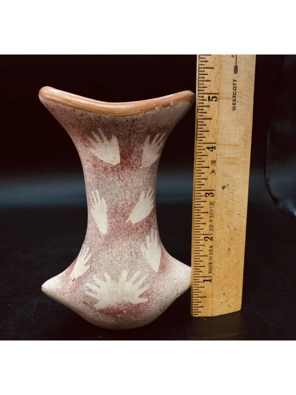 Farota Solomon Pottery With Cave Drawing Hands Native Style Vase 5”